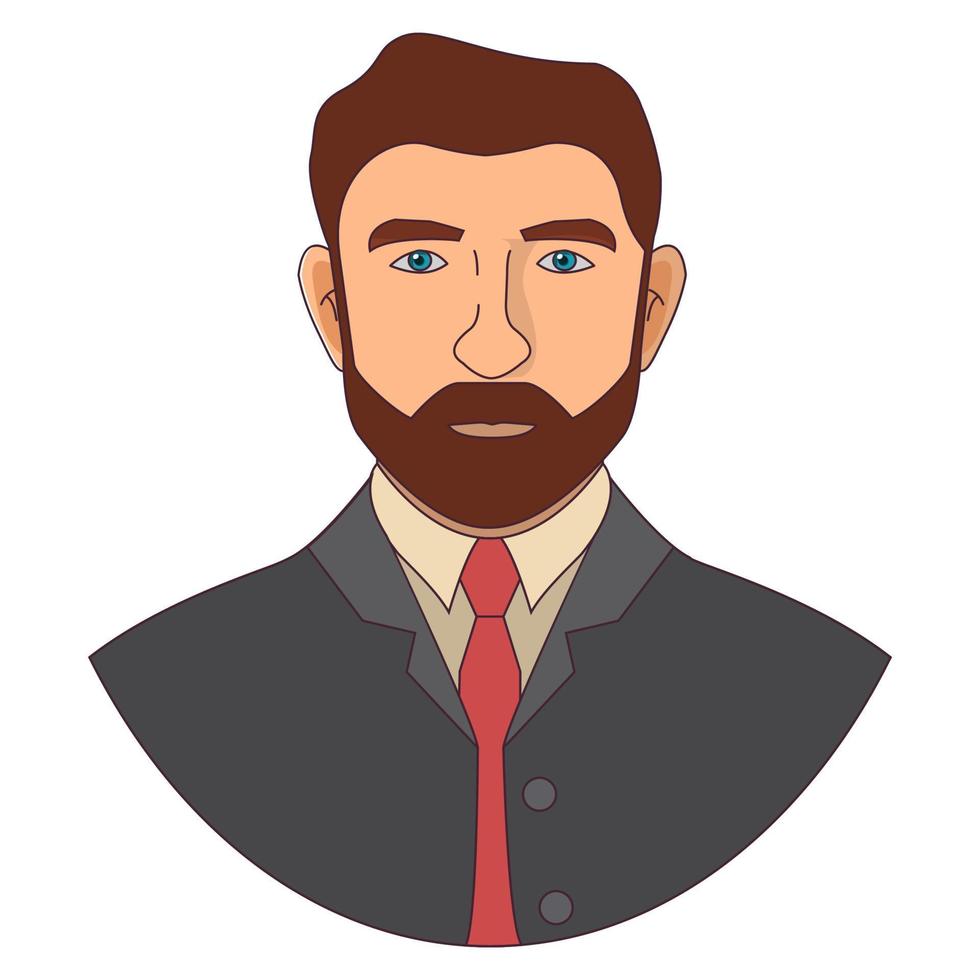 Geschäftsmann Mann in Jacke und roter Krawatte. zeichentrickfigur kerl vector.isolated auf weißem hintergrund. vektor