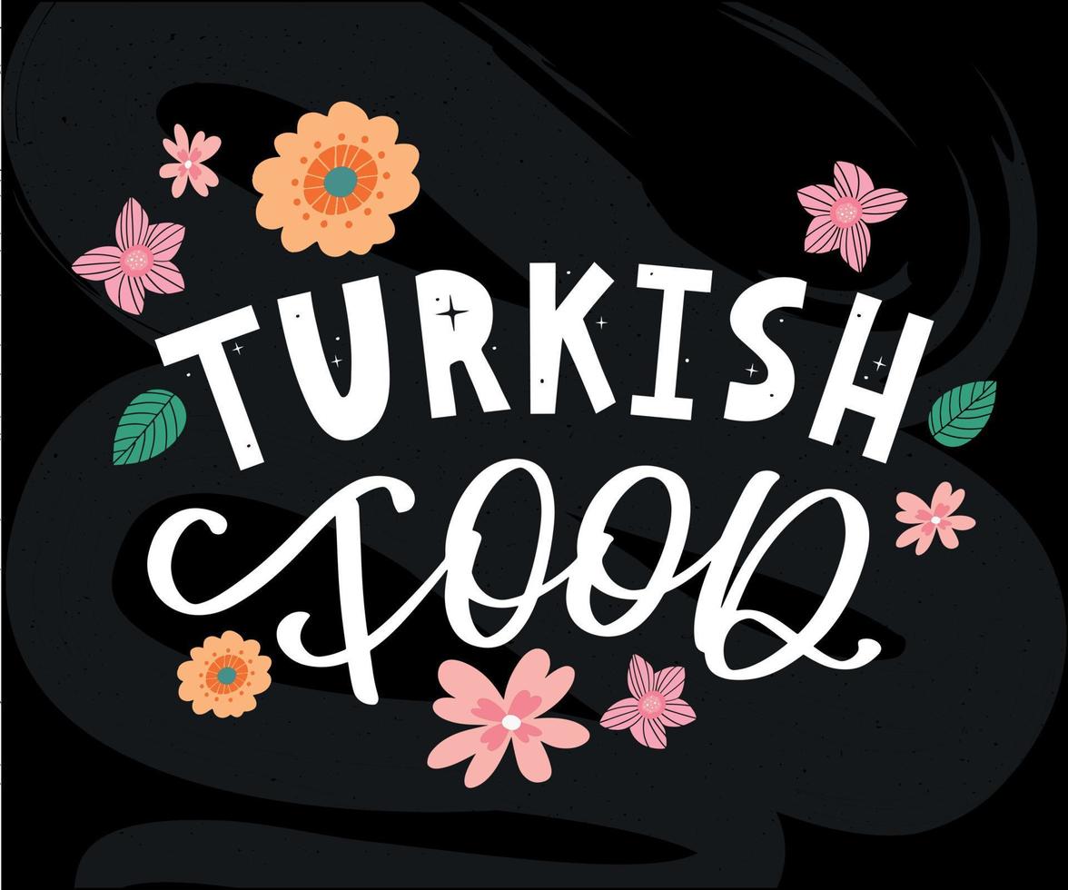 turkisk matbrev. designelement. traditionell design. vektor bokstäver illustration. hälsosam måltid.