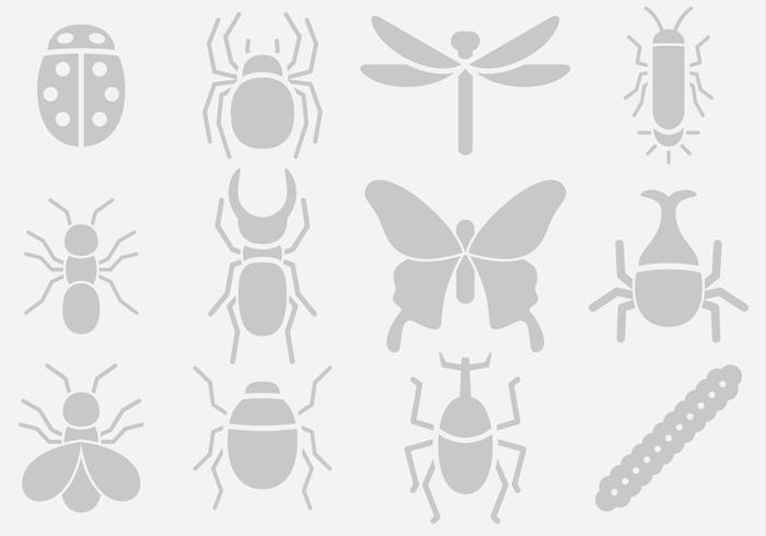 Graue Insekten Icons vektor