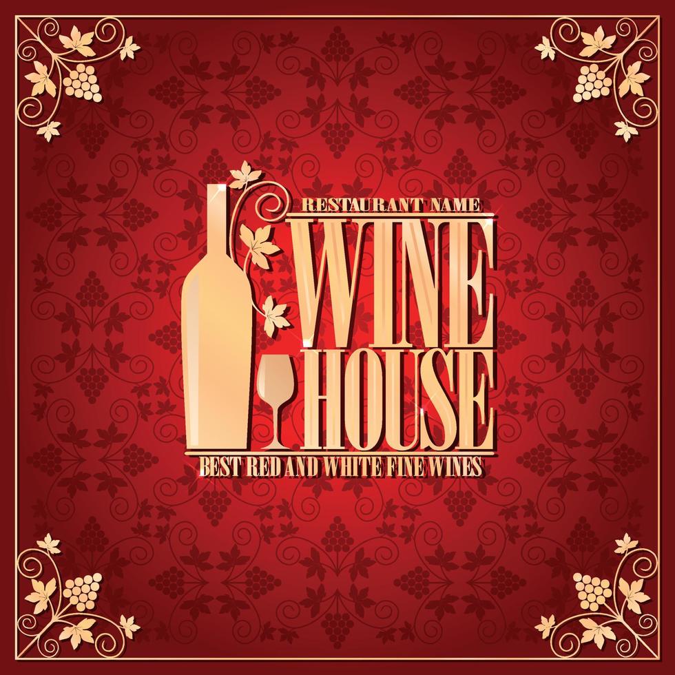 vin hus bäst röd och vit bra viner, guld ram vektor