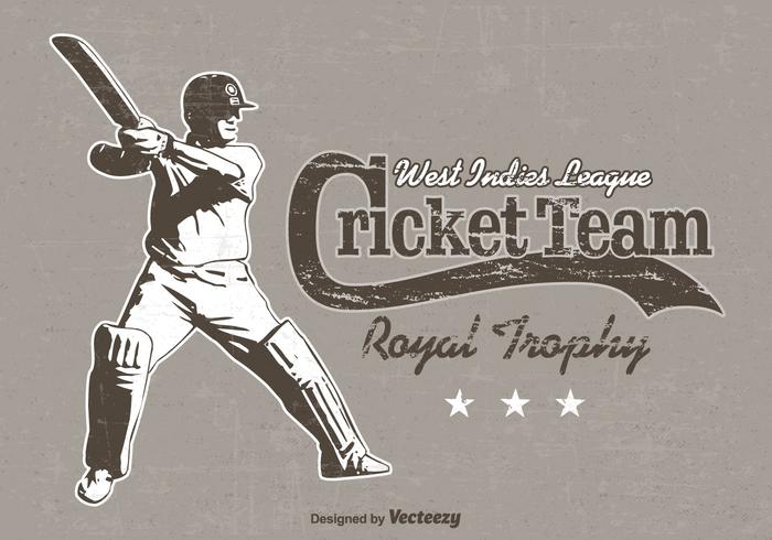 Free Cricket Player Retro Vektor Poster