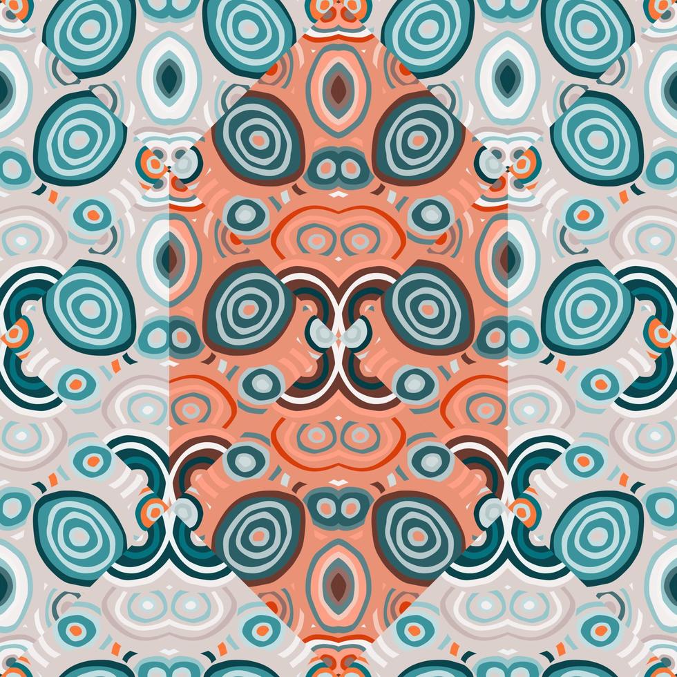 dekorative abstrakte Mosaikverzierung. nahtloses muster des kaleidoskops. hand gezeichnete kreisformtapete. vektor