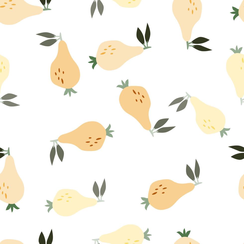 hand dragen päron sömlös mönster. frukt botanisk bakgrund. vektor