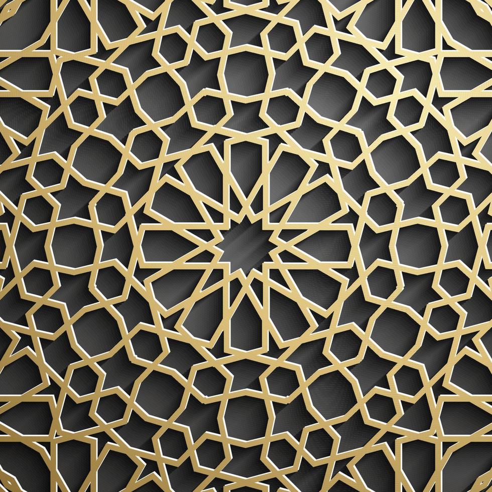 guld islamic mönster på svart bakgrund. islamic prydnad vektor, persisk motiv. vektor