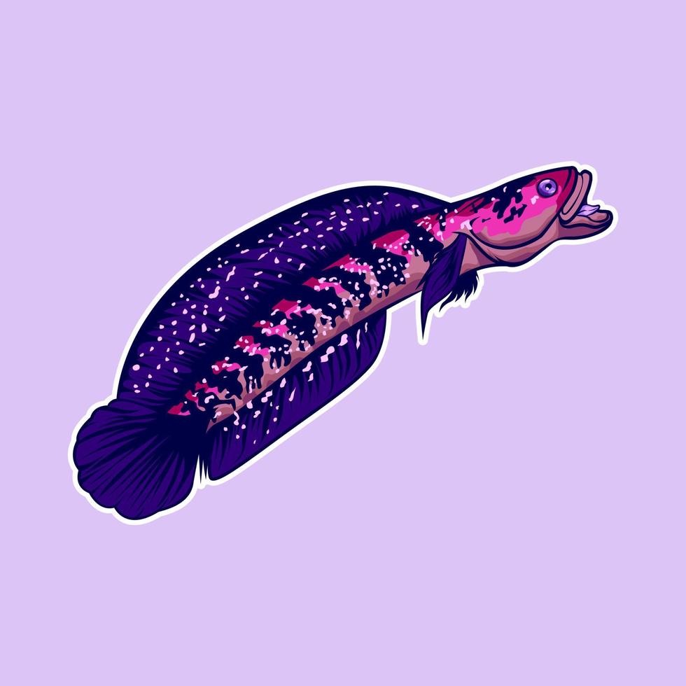 Channa Schlangenkopf Fisch Vektor Maskottchen Logo Illustration