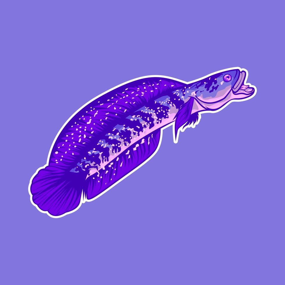 Channa Schlangenkopf Fisch Vektor Maskottchen Logo Illustration