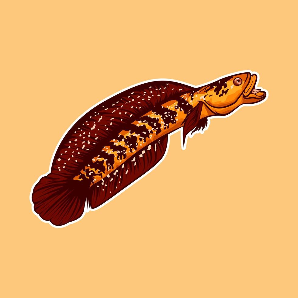 Channa Schlangenkopf Fisch Vektor Maskottchen Logo Illustration