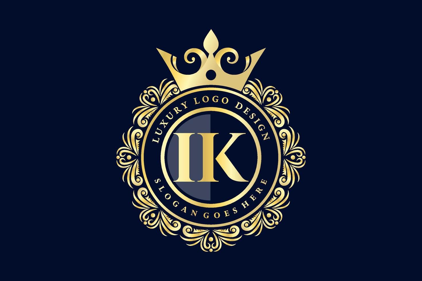 ik första brev guld calligraphic feminin blommig hand dragen heraldisk monogram antik årgång stil lyx logotyp design premie vektor