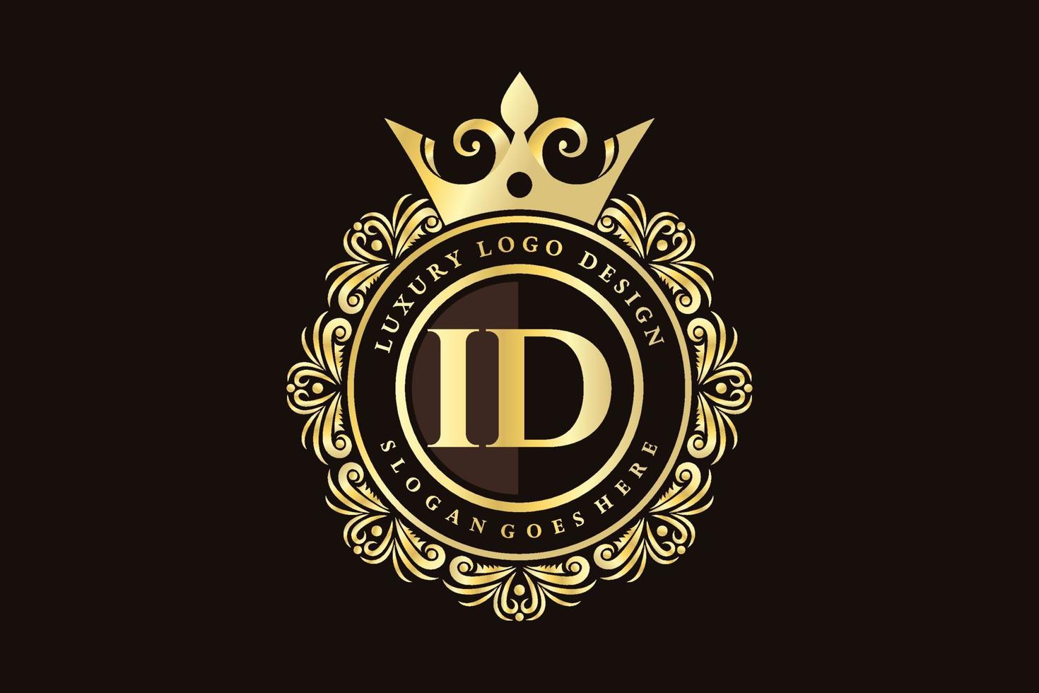 id anfangsbuchstabe gold kalligraphisch feminin floral handgezeichnet heraldisch monogramm antik vintage stil luxus logo design premium vektor
