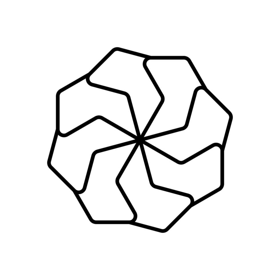 abstraktes radiales Vektorlogo. er kann auch als Bohrer, Blume oder Schaufelradbagger gesehen werden. Farbe editierbar vektor