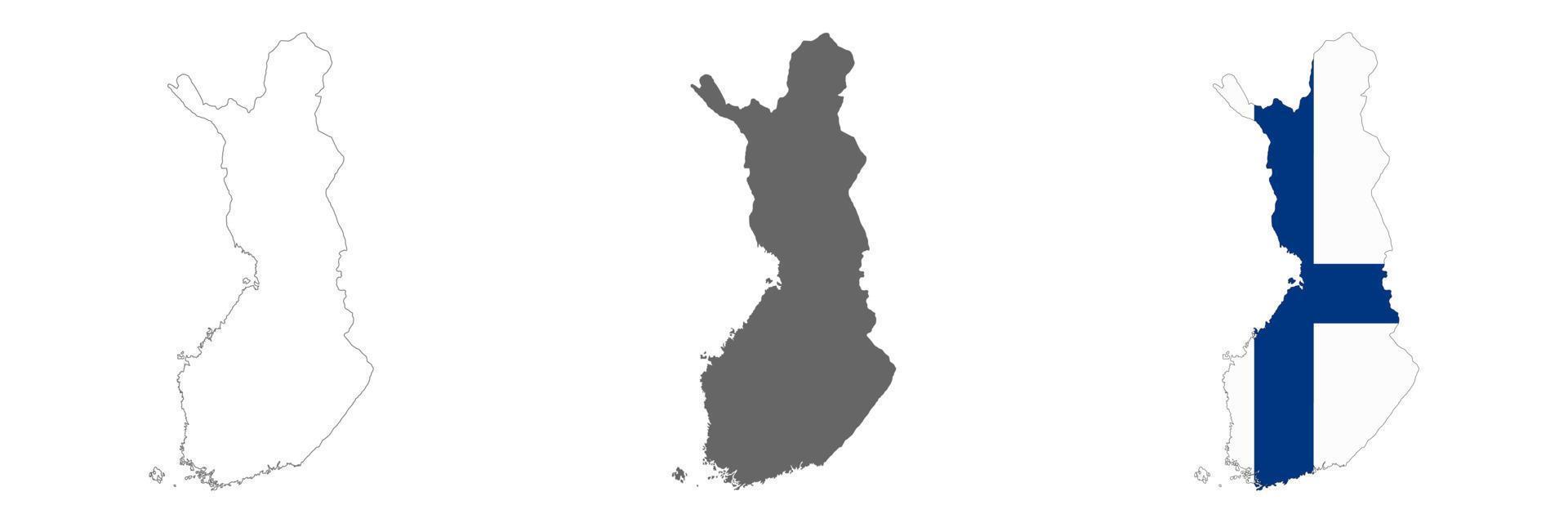 mycket detaljerad finlandskarta med gränser isolerade på bakgrunden vektor
