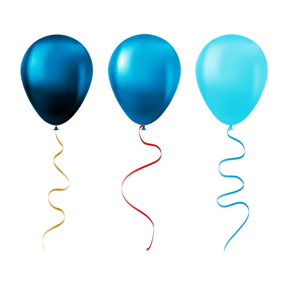 Ballon-Set isoliert auf weißem Hintergrund Reihe von blauen Luftballons vektor