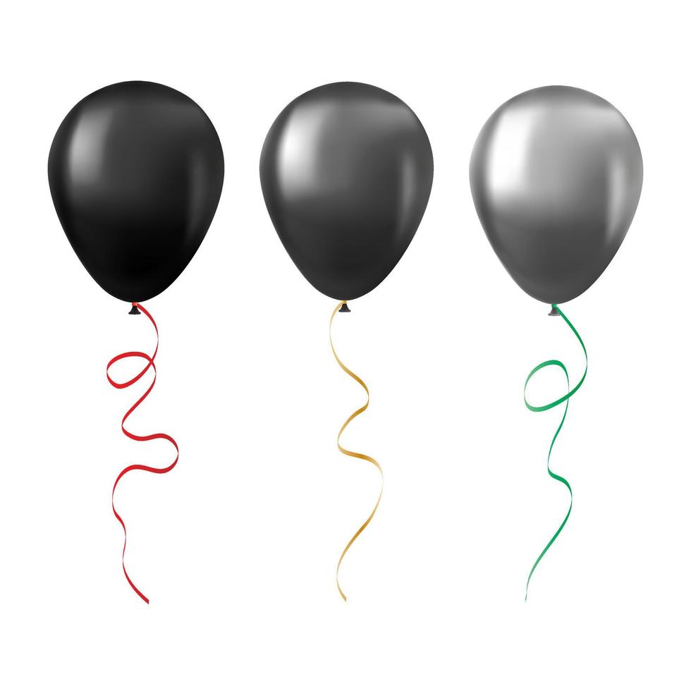 Ballon-Set isoliert auf weißem Hintergrund Set aus schwarzen Luftballons vektor