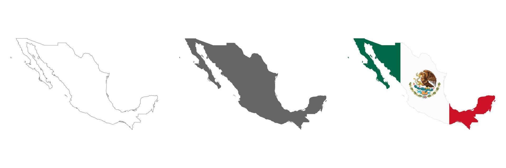 sehr detaillierte Mexiko-Karte mit auf dem Hintergrund isolierten Grenzen vektor