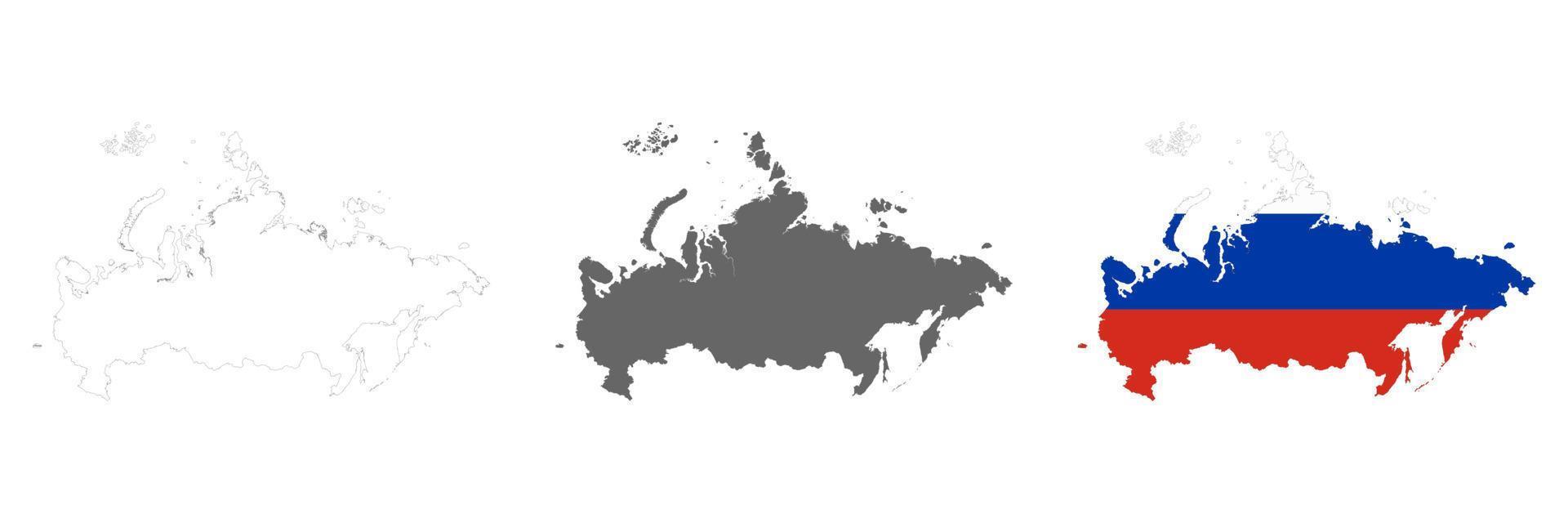 mycket detaljerad ryska federationskarta med gränser isolerade på bakgrunden vektor