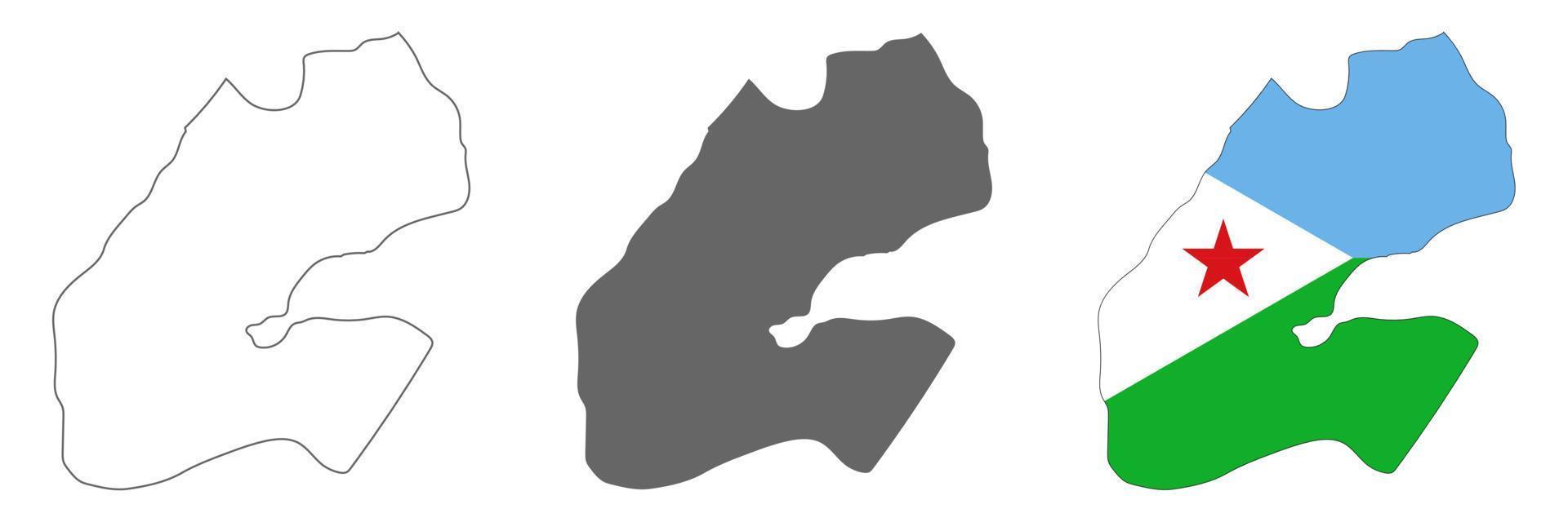 Sehr detaillierte Dschibuti-Karte mit auf dem Hintergrund isolierten Grenzen vektor