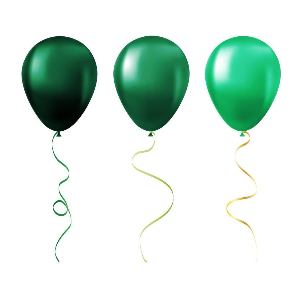 Ballon-Set isoliert auf weißem Hintergrund Reihe von grünen Ballons vektor