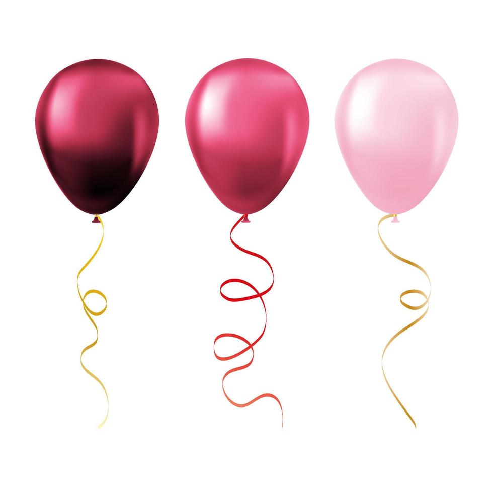 ballong uppsättning isolerat på vit bakgrund uppsättning av rosa ballonger vektor