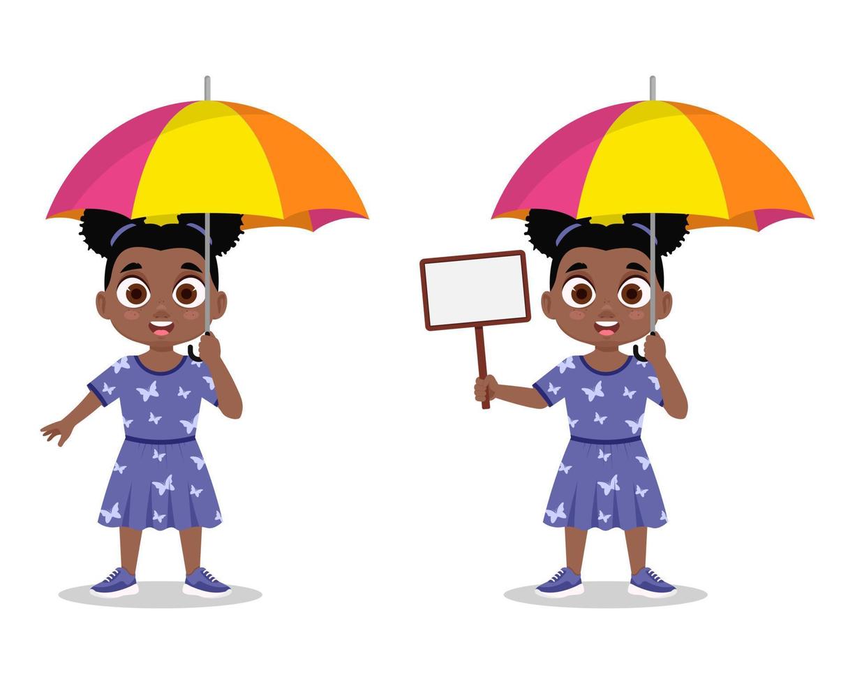 Mädchen unter einem Regenschirm vektor