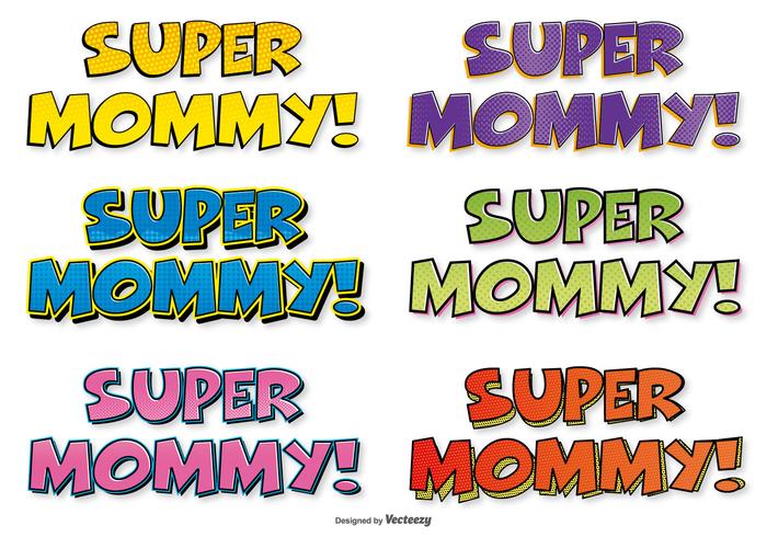 Super Mom Comic Etiketten vektor