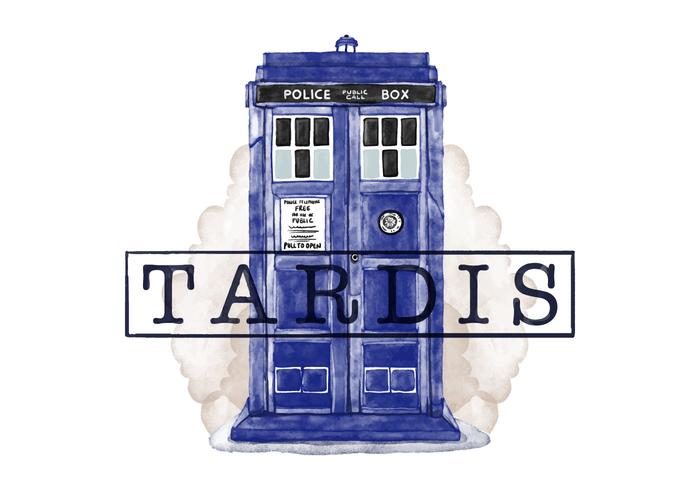 Gratis Tardis Police Call Box vattenfärg stil vektor