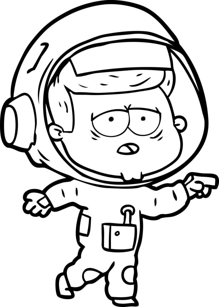 tecknad serie trött astronaut vektor