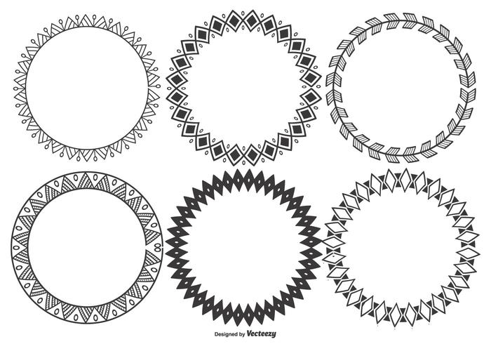 Dekorativ rund vektor ramar samling