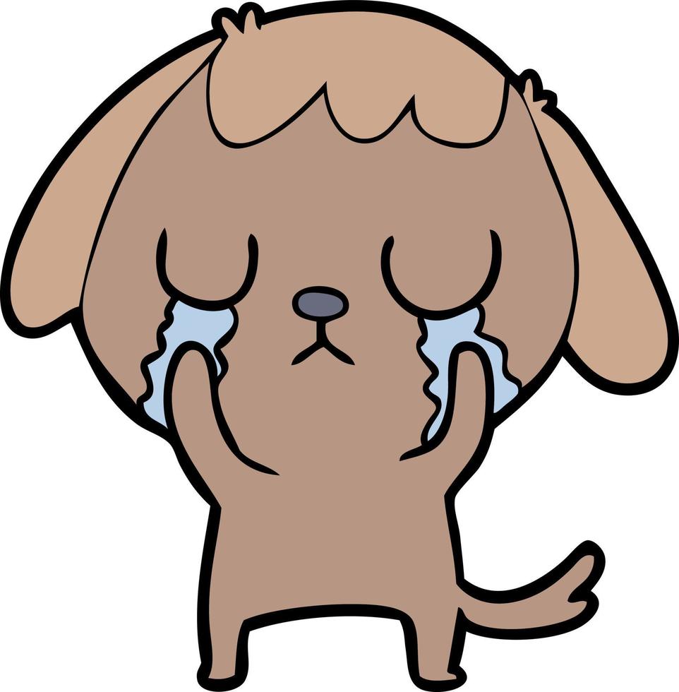 söt tecknad serie hund gråt vektor