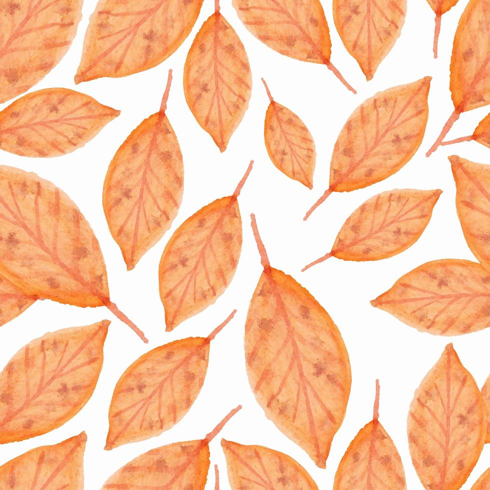 sömlösa mönster med akvarell orange blad vektor