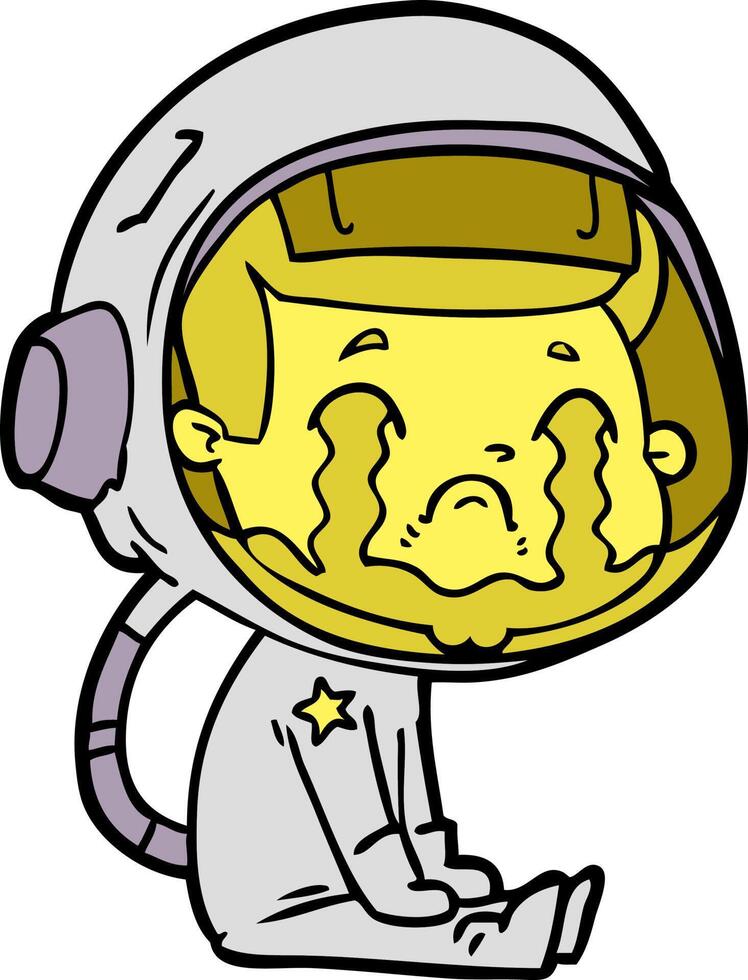 Cartoon weinender Astronaut vektor