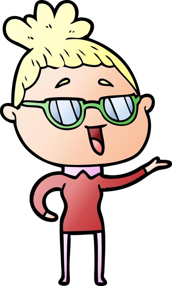 Cartoon glückliche Frau mit Brille vektor