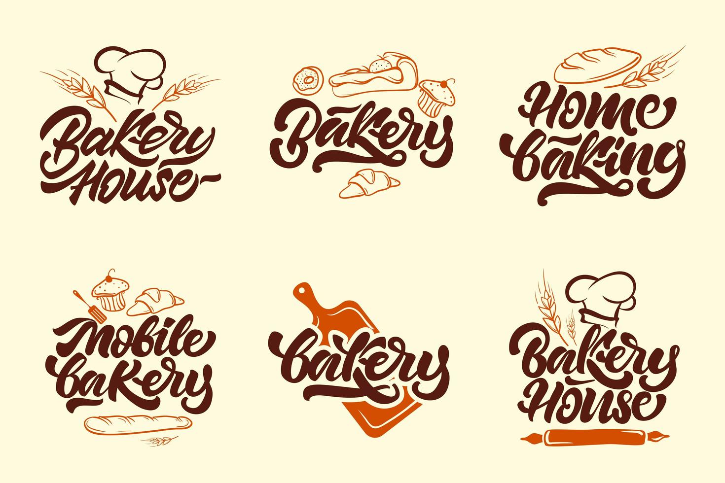 Bäckerei Farbe Logo-Set vektor