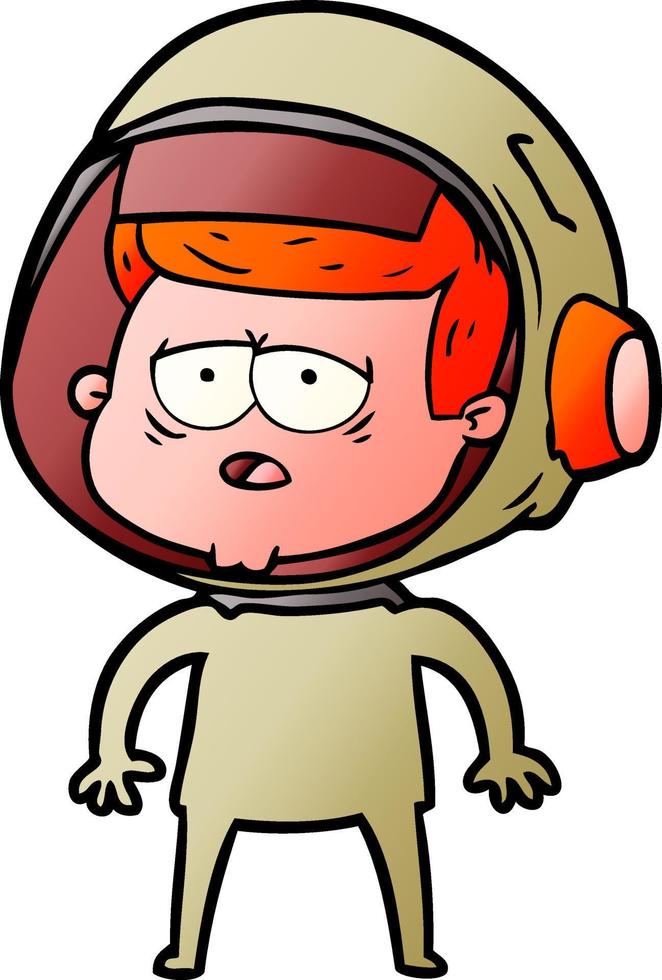 tecknad serie trött astronaut vektor