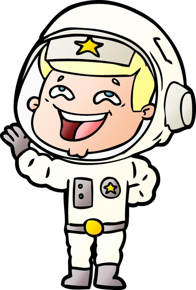 tecknad serie skrattande astronaut vektor