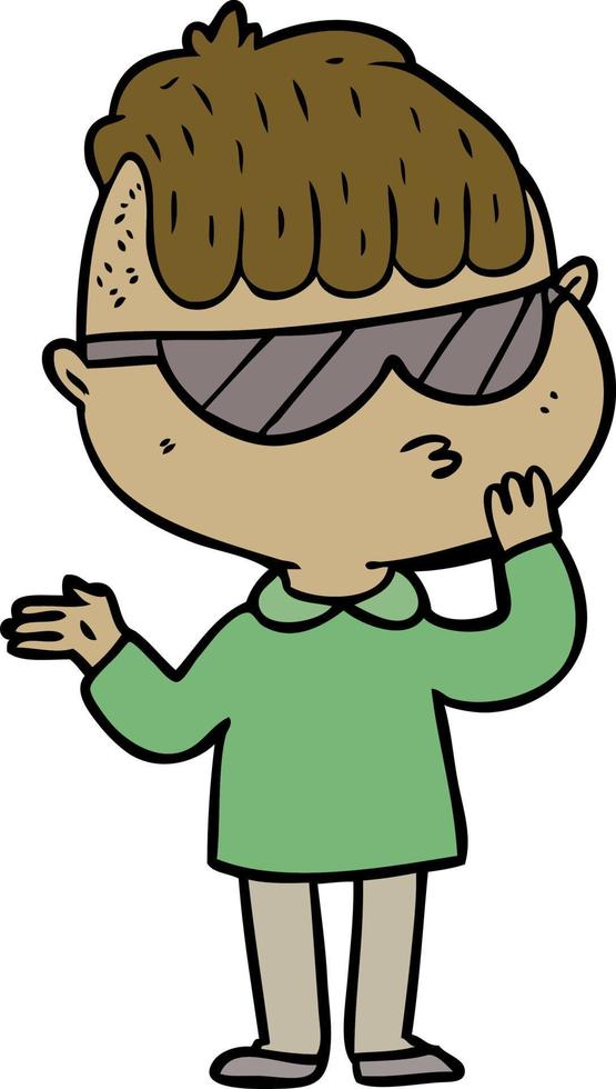 tecknad pojke bär solglasögon vektor