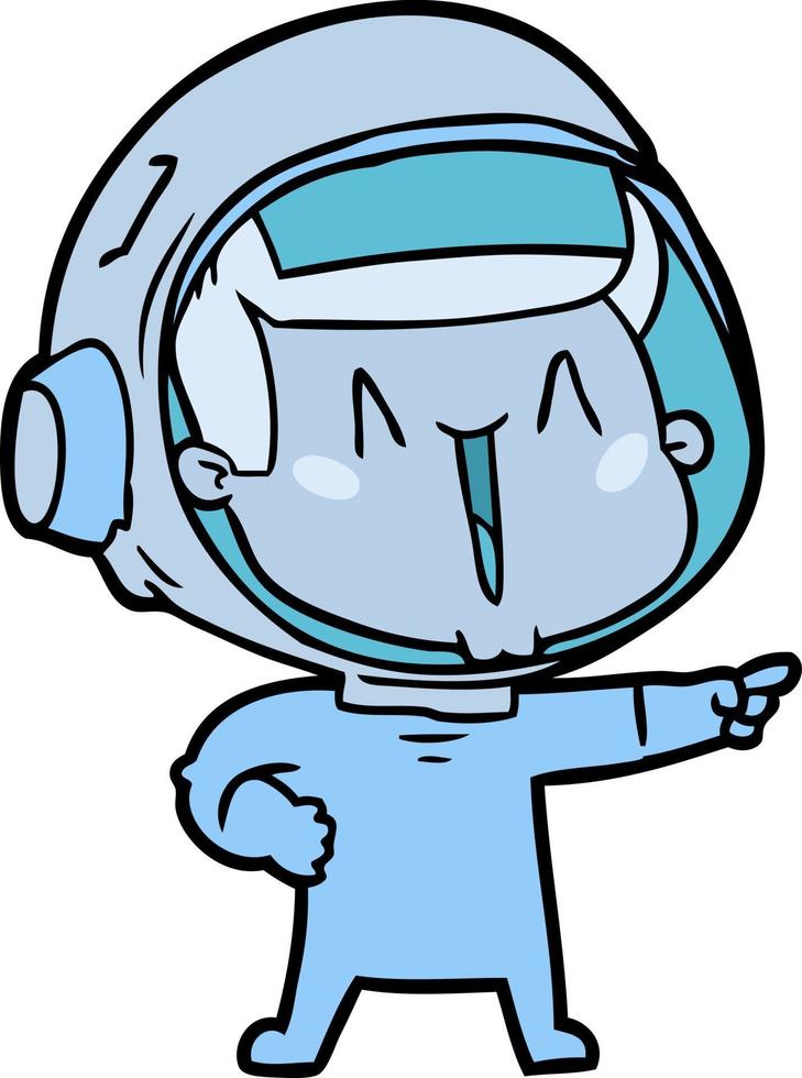 glücklicher Cartoon-Astronaut zeigt vektor