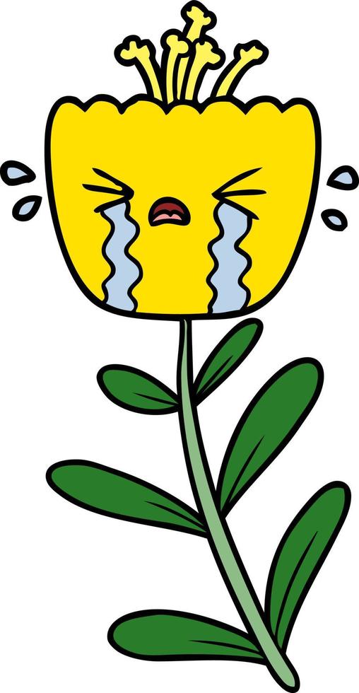 Cartoon weinende Blume vektor
