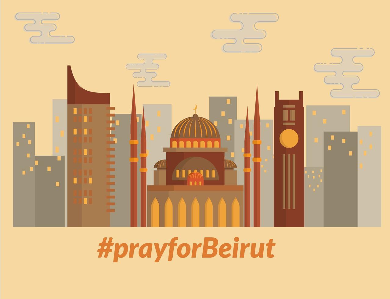 beten Sie für Beirut Wahrzeichen Illustration Design vektor