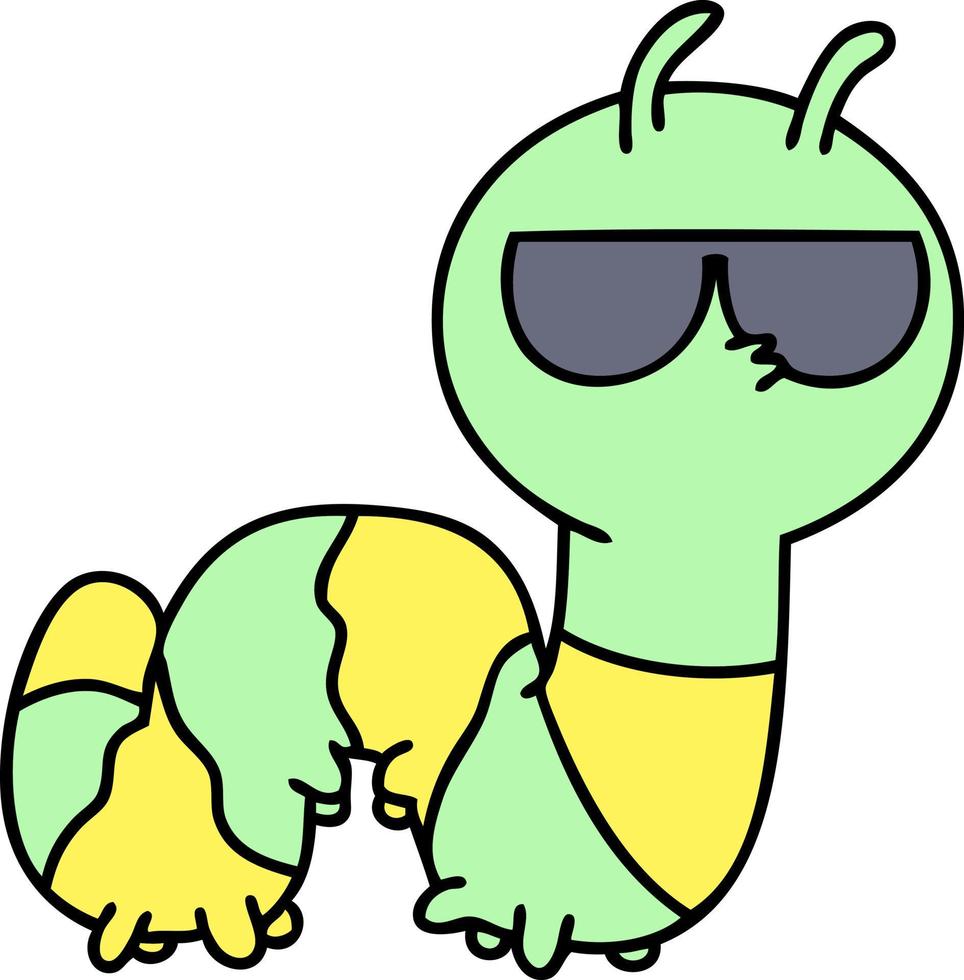 Karikatur einer tragenden Sonnenbrille eines netten Käfers vektor