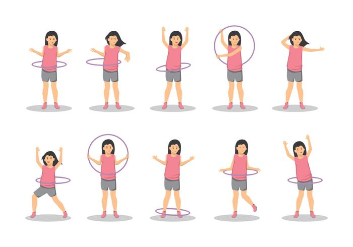 Gratis en flicka med Hula Hoop Vector