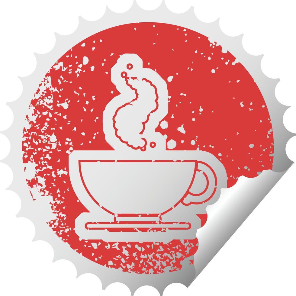 Distressed Sticker Icon Illustration einer heißen Tasse Kaffee vektor