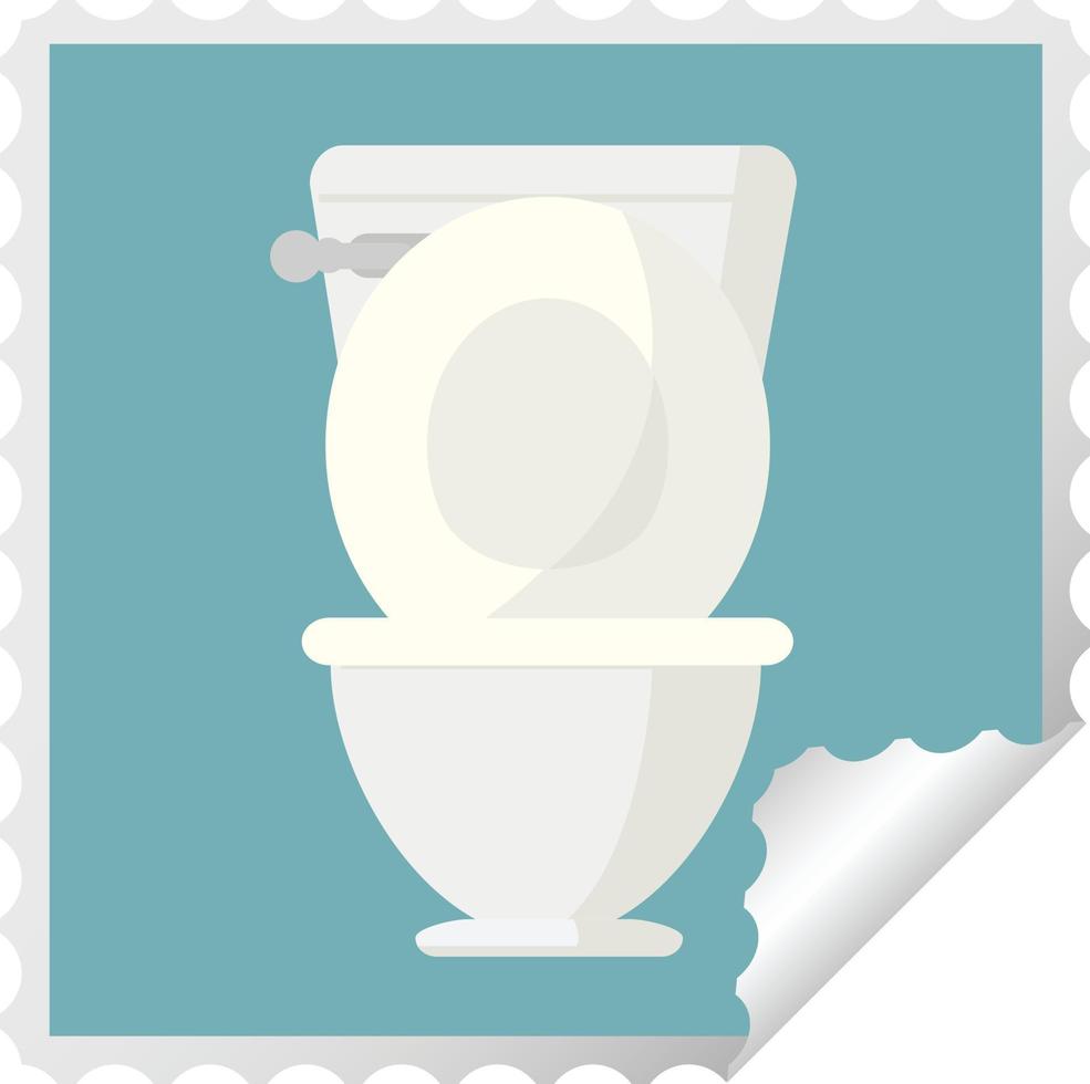 offene toilette grafischer quadratischer aufkleberstempel vektor