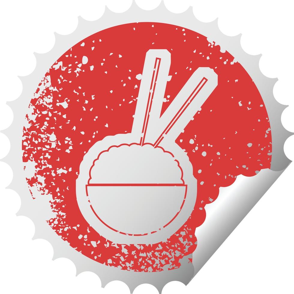 Distressed Sticker Icon Illustration einer Reisschüssel vektor