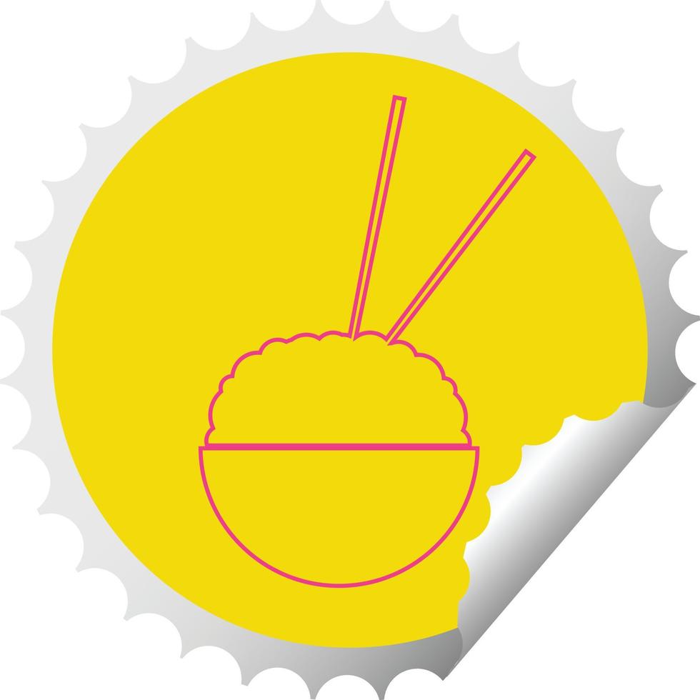 ris skål cirkulär peeling klistermärke vektor illustration