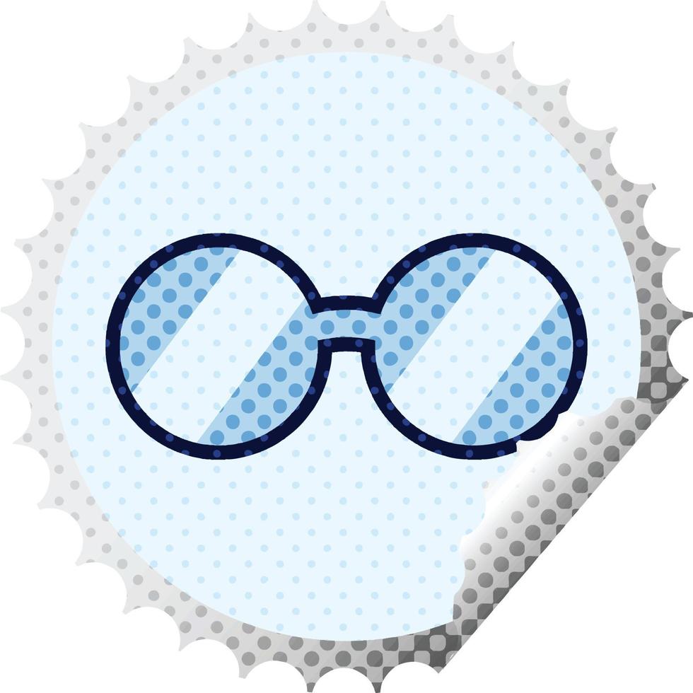 Brillen-Grafik-Vektor-Illustration runder Aufkleber-Stempel vektor