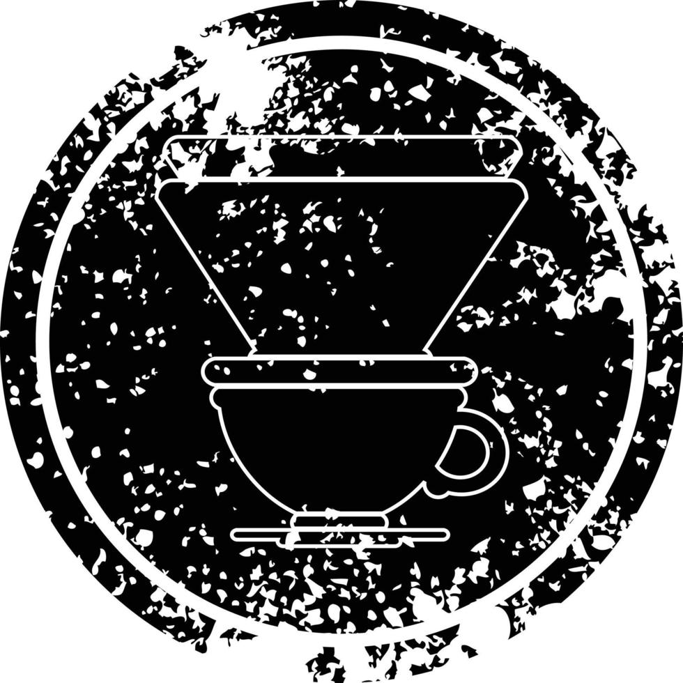 kaffeefiltertasse kreisförmiges beunruhigtes symbol vektor
