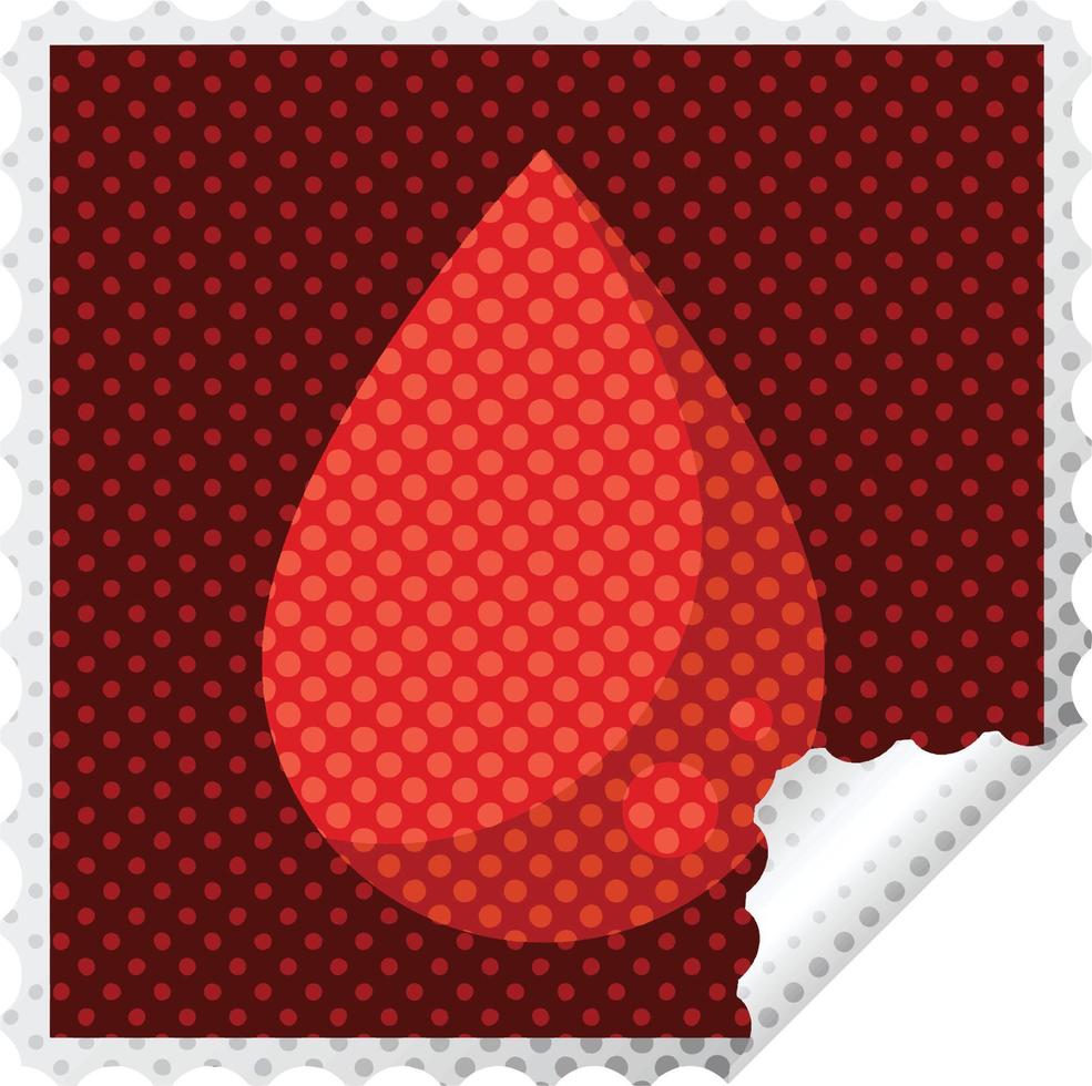 blod släppa grafisk fyrkant klistermärke stämpel vektor