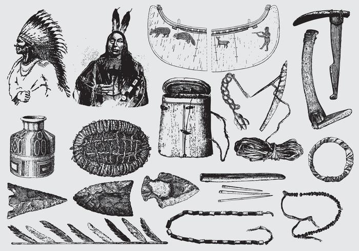 Native American Tools und Ornamente vektor