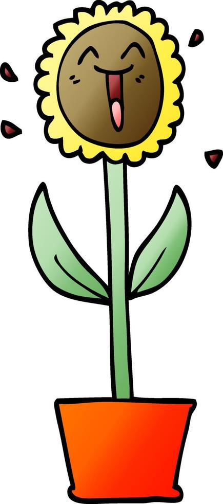 vektor lutning illustration tecknad serie blomma i pott