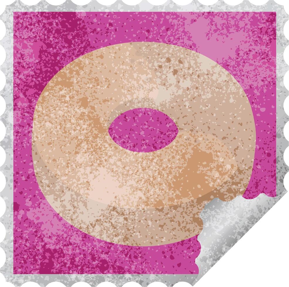 quadratischer Aufkleberstempel mit Donut-Grafik vektor